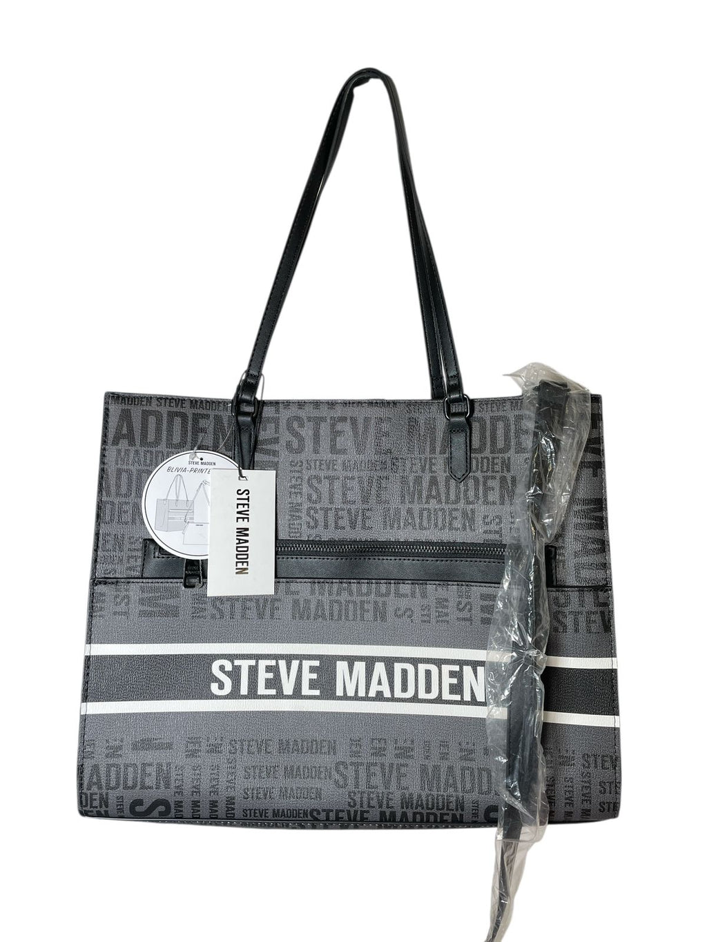 Bolsa Tote Steve Madden Monogram Gris con Bolso Interno