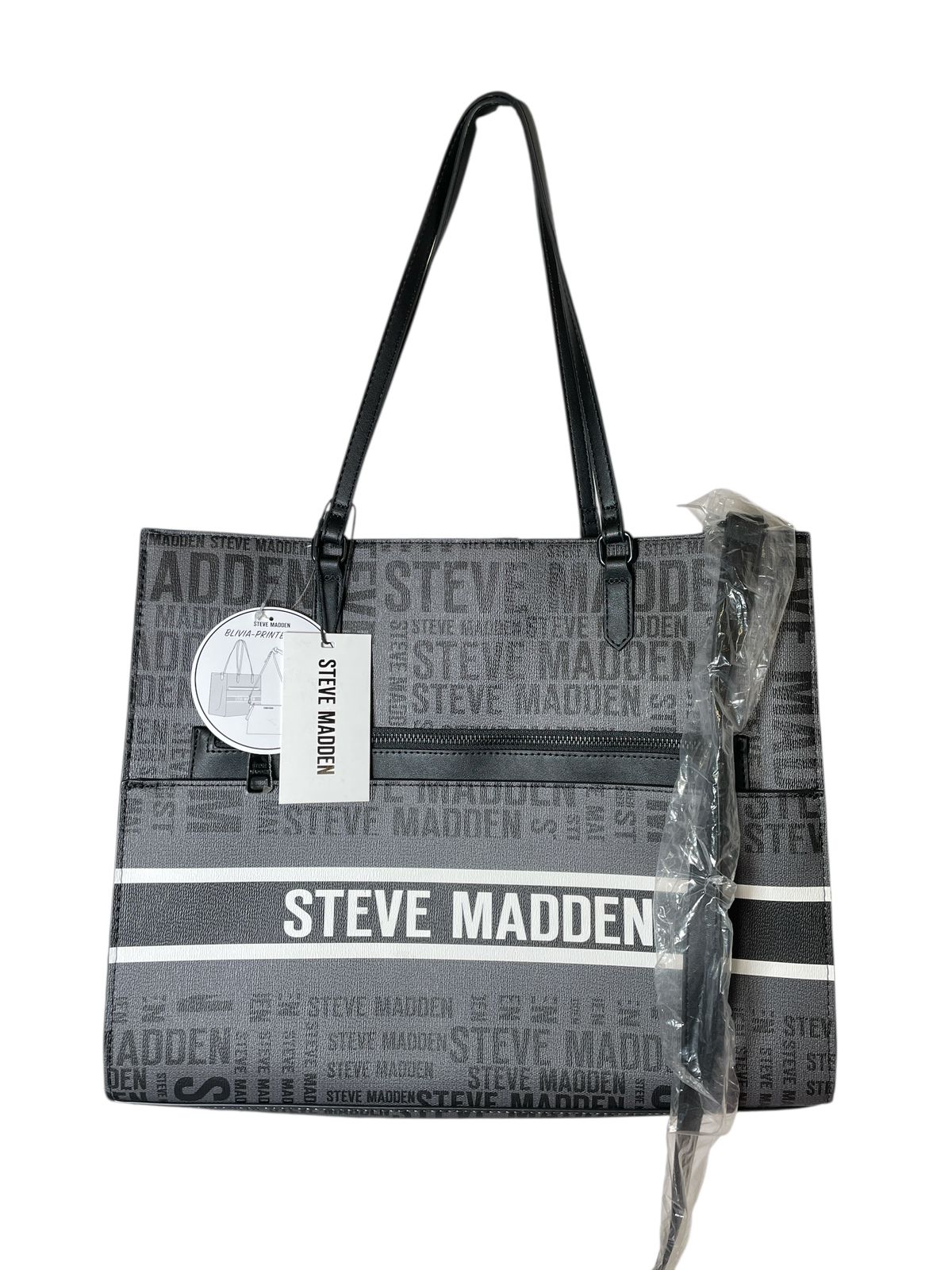 Bolsa Tote Steve Madden Monogram Gris con Bolso Interno